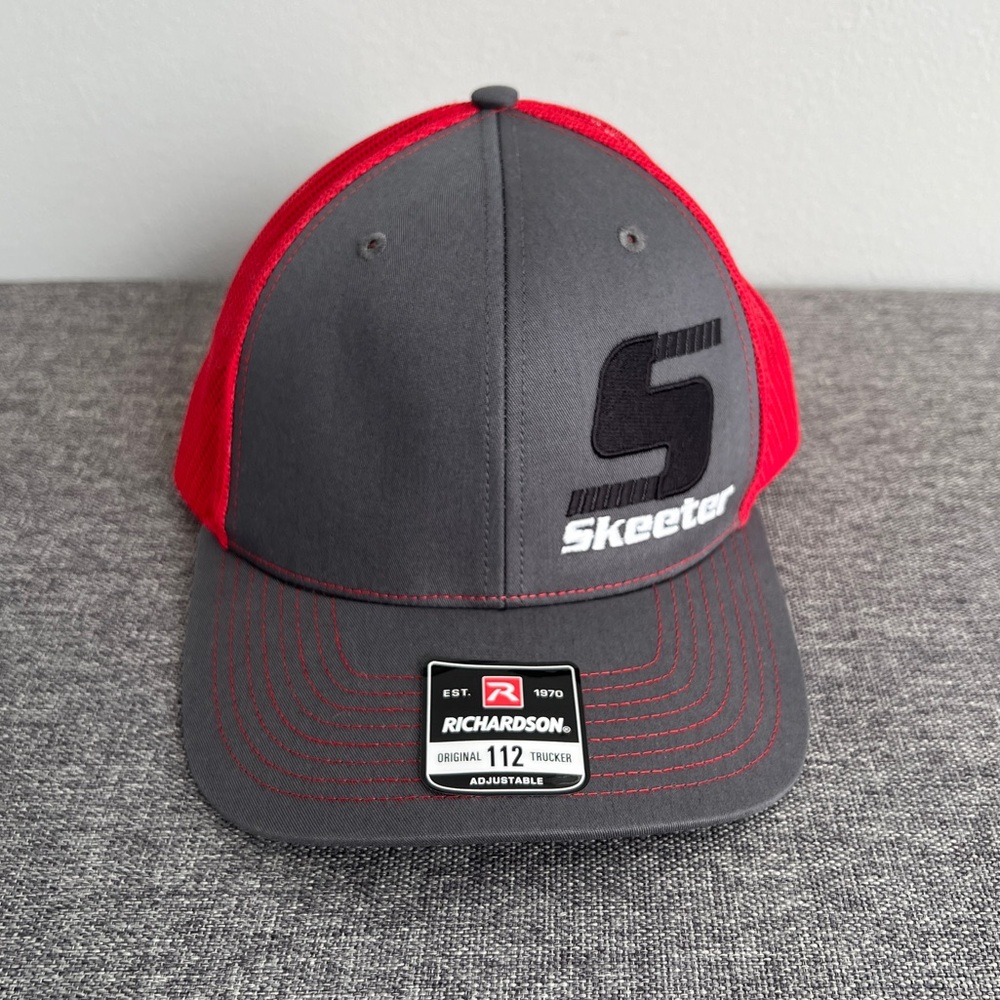Skeeter Fishing Grey Red Trucker Hat NEW Adjustable Richardson Embroidered Logo